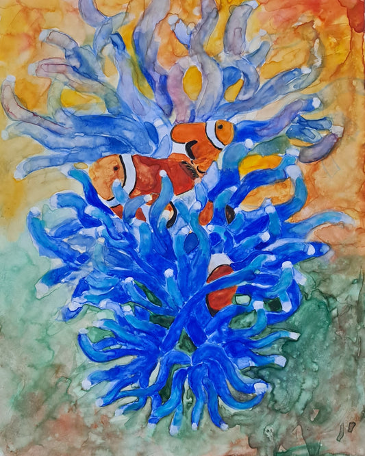 Anemone and clownfish chandelier